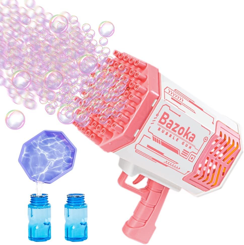 2 Pack Gatling Bubble Machine, 2023 Upgrade Fan 29 Hole Bubble Gun For Boys  And Girls, Automatic Bubble Machine With 2 Bubble Solutions